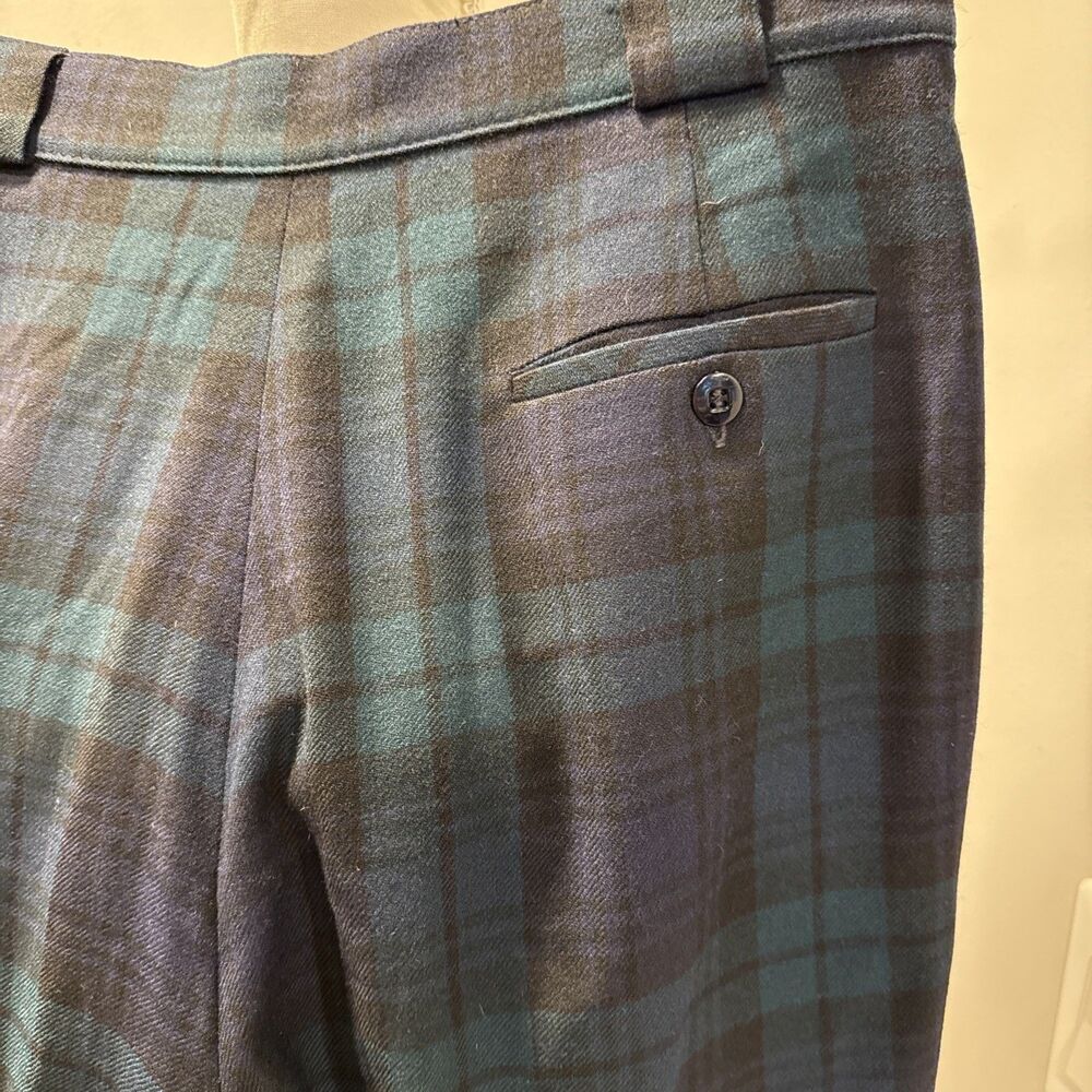 100% Wool Collectible Gold Giorgio Sant Angelo lined plaid pleat pant Size 14 - Picture 4 of 5